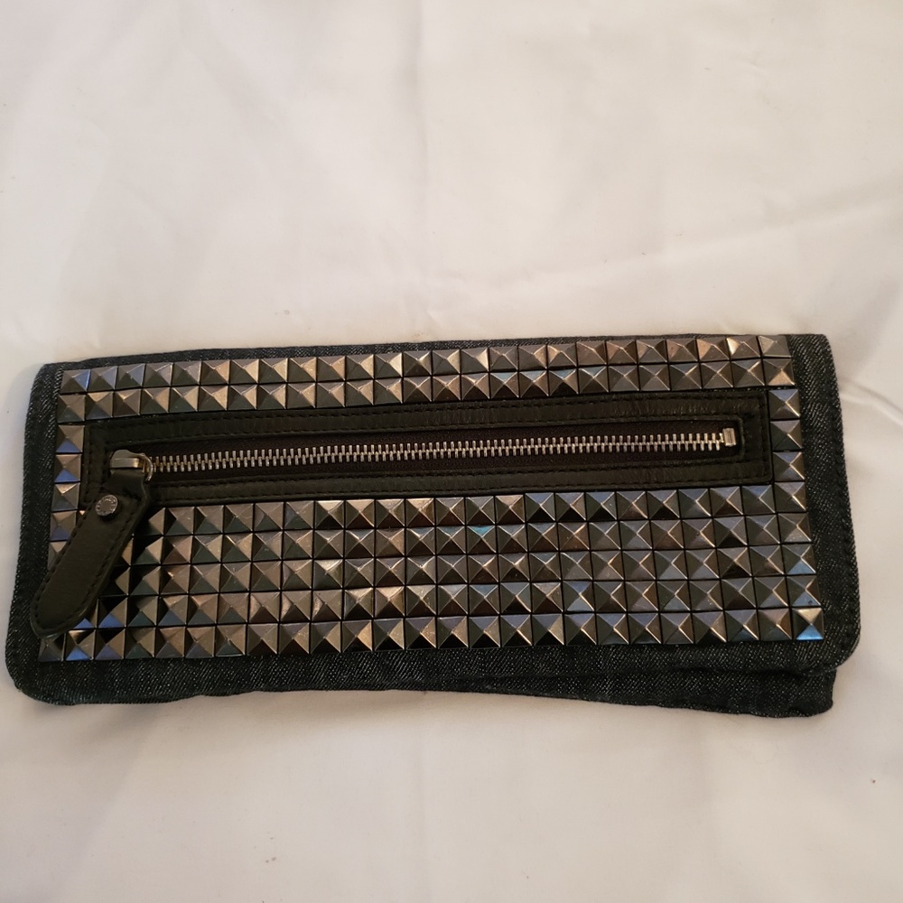 BCBG Max Azria Denim Studded Clutch